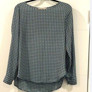 LOFT Teal Geometric Print Blouse